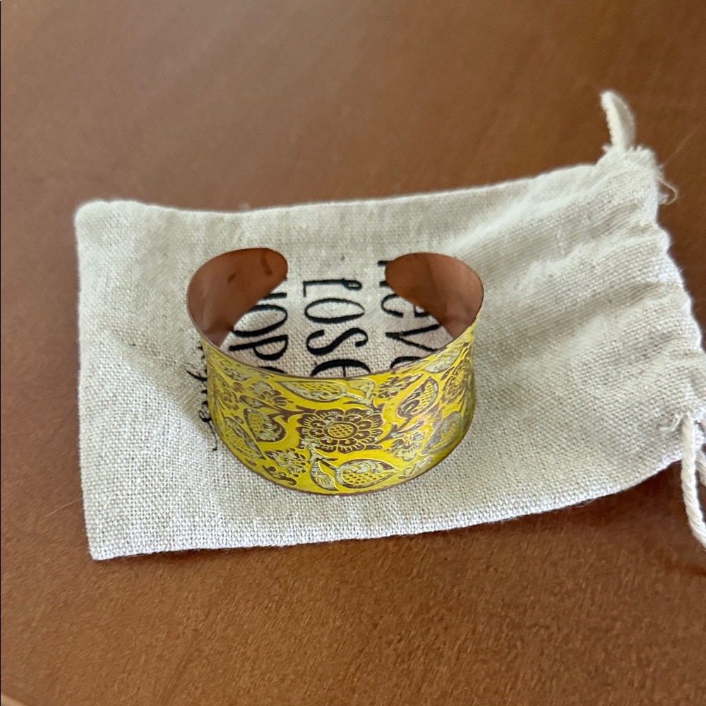 Yellow Floral Cuff Bracelet